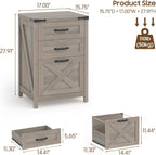 Small Farmhouse File Cabinet with 2 Drawers for Home Office, Rustic Grey | Halitaa Vertical Filing Cabinet Fits Letter and A4 Size, Farmhouse Printer Stand, Under Desk Wooden File Cabinet
