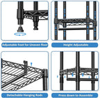 IZEUK Heavy Duty Garment Rack, Closet Organizer and Clothes Rack for Hanging Clothes with 3 Hang Rods, Freestanding Adjustable Metal Wardrobe, 15.7" D x 41.5" W x 76.5" H, Max Load 750LBS, Black