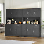 71" Pantry Cabinet,Kitchen Pantry Storage Cabine with Power Outlet,Farmhouse Kitchen Hutch Pantry Cabinet, Tall Hutch with Adjustable Shelf & Door,Food Pantry Storage for Dining Room,Kitchen (Black)