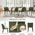 COLAMY Upholstered Dining Chairs Set of 6, Modern PU Leather Dining Room Kitchen Side Chair with Padded Seat and Wood Legs Restaurant/Cafe, Green