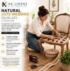 AK TRADING CO. Natural Jute Webbing (Burlap) 3.5 Inches X 72 Yards - Natural with Red Stripes for Reupholstering Couches, DIY Crafts, Bagels Boards and More