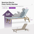 PURPLE LEAF Oversize Chaise Lounge Champagne Frame Set of 2, Pale Blue | 3-Year Color Retention PE Rattan, 2.4" Thickened Aluminum Frame, 16.14" Knee-Friendly Height, French-Inspired Style