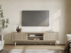 SICOTAS Fluted Modern TV Stand, 70" TV Console for Living Room | Mid Century Entertainment Center with Storage Cabinets, Media Console Table for 65/75/80 Inch TV, Light Oak