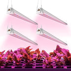 FREELICHT 4 Pack 4FT LED Grow Light, 40W (250W Equivalent), Red Blue (660nm+460nm) Full Spectrum Grow Light for Indoor Plants, Linkable Plug in Plant Growing Lamps for Hydroponic Seeding Veg Flower