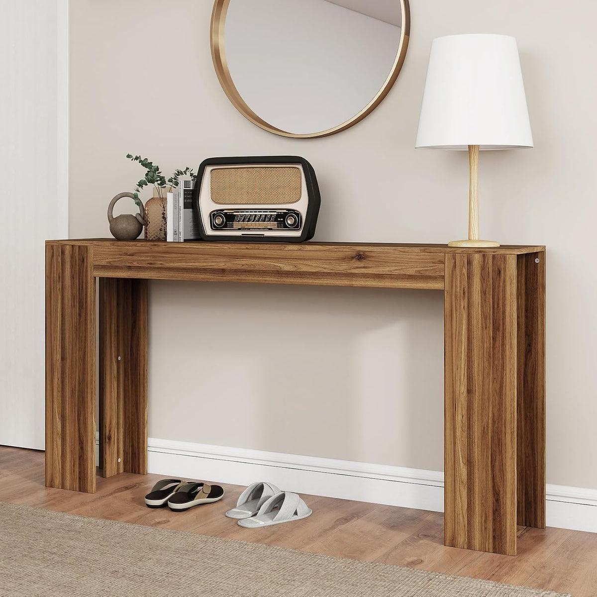 Spaco 63'' Narrow Long Console Table,Farmhouse Entryway Table Sofa Table with Storage,Wood Behind Couch Table for Living Room, Hallway,Foyer