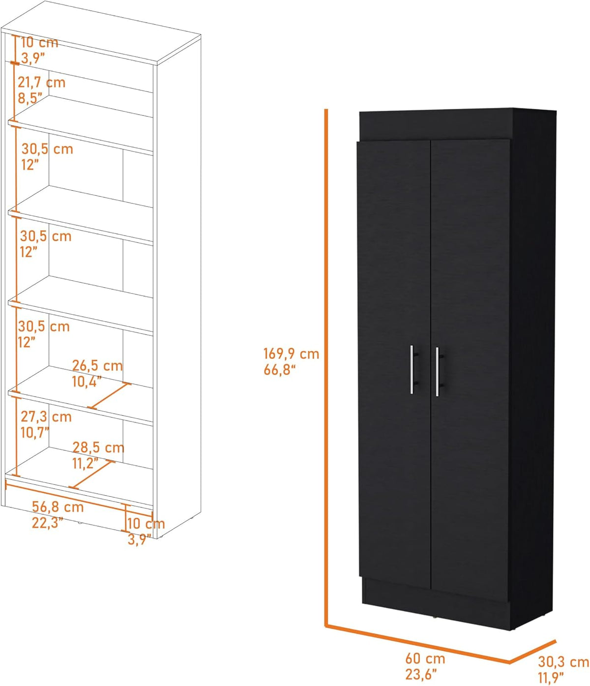 Pantry Cabinet with Sleek 5-Shelf Storage