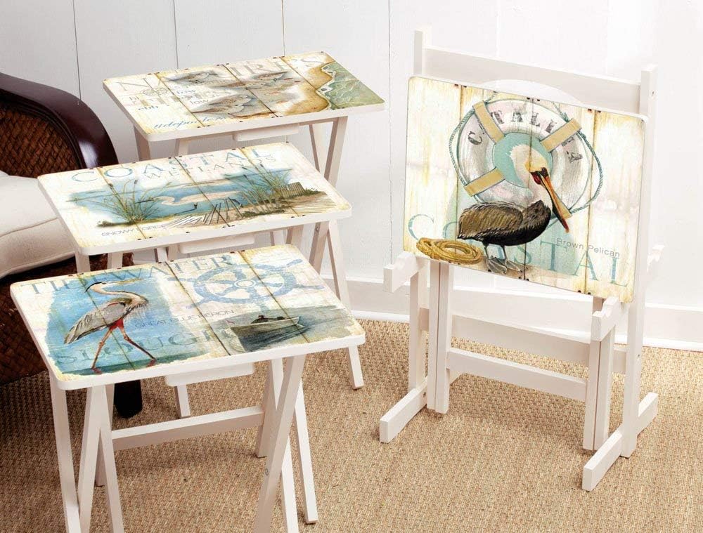 Cape Craftsmen Coastal Bird Folding TV Tray Tables - Shorebird-Themed Design, Perfect for Home, Patio, Beach Decor, Durable & Easy to Store