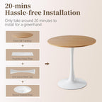 31.5 Inch Round Dining Table,Mid-Century Tulip Table with Metal Pedestal Base,Modern Leisure Table for Small Space Kitchen Dining Room,Easy Assembly,White and Oak