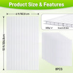 8PCS 10' x 6' x 0.16'' Polycarbonate Greenhouse Panels Sheets, Twin-Wall Roof Panels, Waterproof UV Protected Corrugated Plastic Roof Panels Sheets, Clear Replacement Panels for Greenhouse