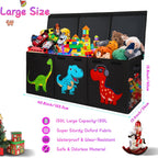 Extra Large Toy Box Chest, Collapsible Storage Bins with Lids, 40"x16"x16" | Sturdy Kids Storage Organizer Toy Bins Basket with Dividers, Bedroom Nursery Playroom Organization, Black