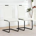 Henf Modern Dining Chairs Set of 2,Dining Room Chair Side Chairs with PU Leather Seat Black Metal Legs,Comfortable Dining Kitchen Chairs for Dining Room Living Room,White Armless Dining Chairs for 2