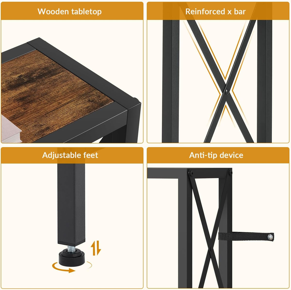 Gewudraw 70" Sofa Table Behind Couch with Oulets-Narrow Console Table,Brown | Industrial Style, Long Skinny Design,Couch Table For Hallway,Living Room,Bedroom, Built-In Power Outlets & USB, 172cm Length