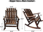 Rustic Log Wooden Rocking Chair, Handcrafted Solid Fir Wood Outdoor Rocker for Porch, Patio, Heavy-Duty 700 LBS, Weather-Resistant Finish, Natural Charm (Deep Brown)