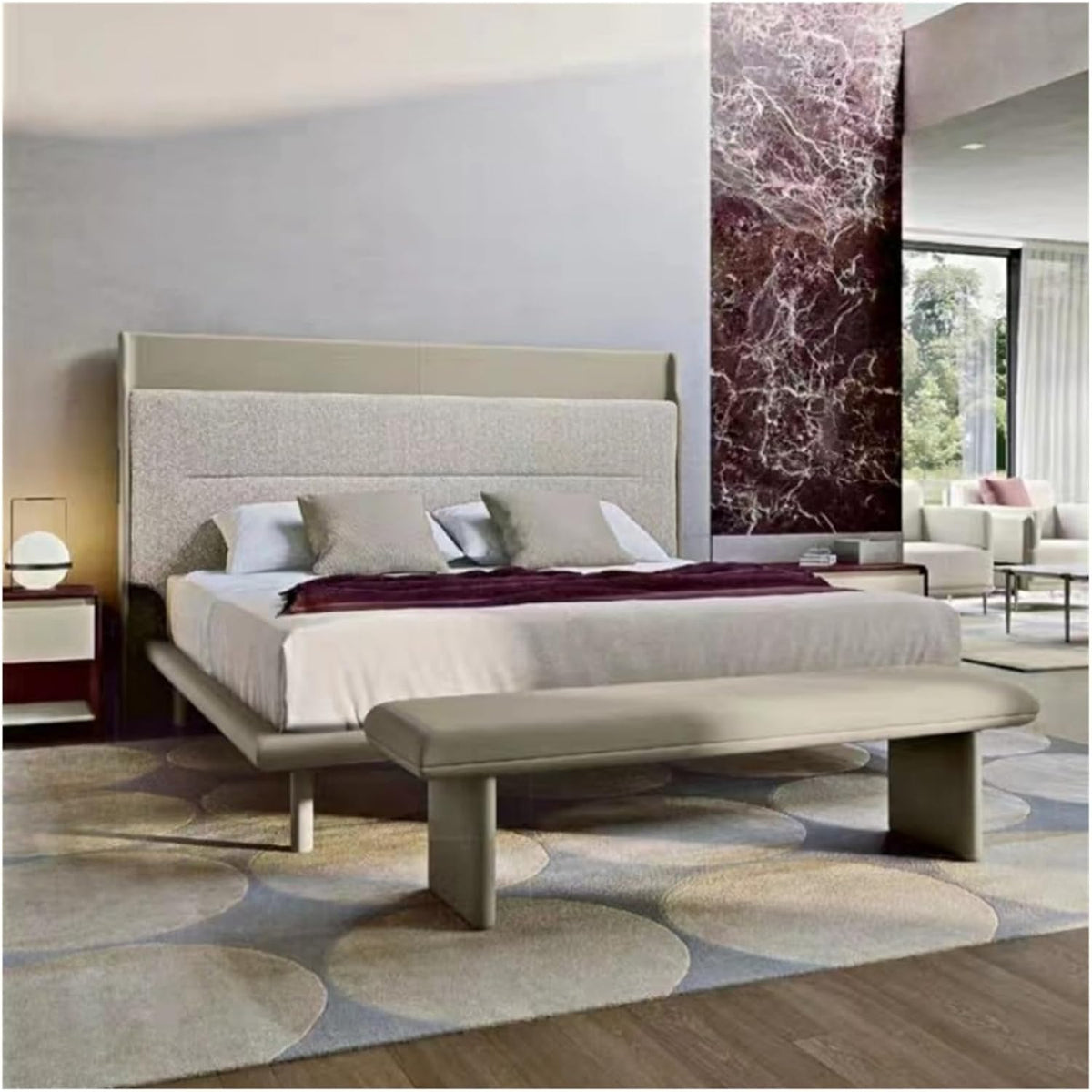 Modern Upholstered Pu Leather Bench Ottoman,Modern Tufted Long, Comfortable Footrest Stool Accent,end of Bed for Livingroom Entryway(140 * 50 * 42cm)
