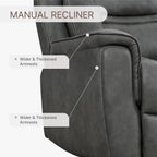 KISLOT Leather Recliner Chair, 360° Swivel Rocker Faux Leather Manual Recliner with Adjustable Backrest & Footrest Ergonomic Single Lounge Chair for Living Room, Bedroom, Home Theater