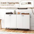 Giantex Sideboard Buffet Cabinet, 50’’ Accent Kitchen Storage Cabinet with 4-Door & 5-Position Adjustable Shelves, Modern White Sideboard with 5 Support Legs, Buffet Table for Coffee Bar, Living Room