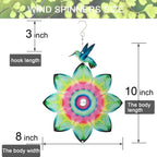 SPRING SONG Hummingbird on Mandala Flower Wind Spinner for Yard and Garden Stainless Steel Spinner Indoor and Outdoor Hanging Decor Crafts Ornament Gifts Kinetic Art Yard Garden Hanging Wind Spinner