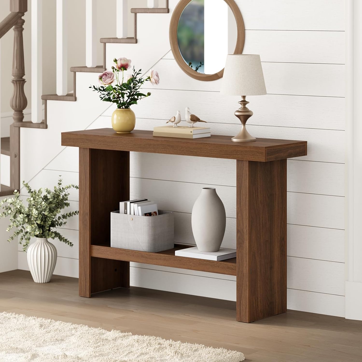MAHANCRIS Console Table, 39.4'' Entryway Table for Hallway, Narrow Sofa Table Behind The Couch, Modern Foyer Tables for Entrance, Living Room, Corridor, Easy Assembly, Walnut CTZB16801