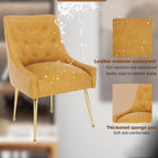 Dining Chairs Set of 4, Gold Leg Side Chair Faux Leather Vanity Mid-Century with Metal Legs Upholstered PU Leather Luxury Accent Chairs Living Room Restaurant