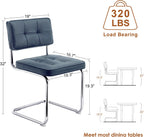 ONEVOG Retro Kitchen & Dining Chairs Set of 2, Mid Century Modern Dining Seat 19.3" with Faux Leather Cushion Back, Cantilever Chrome Metal Legs, Upholstered Armless Chair for Small Living Room, Blue