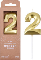 PHD CAKE 2.76 Inch Diamond Gold 2 Number Birthday Candles, Gold Number Candles, Cake Number Candles, Party Celebration