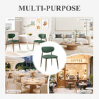 MALOL Upholstered Dining Room Chairs Set of 2, Kitchen Chairs with Metal Legs and Anti Slip Pads, Curved Back Dining Chair for Home and Restaurant Use, Green