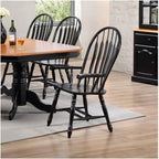 HomeStock Comfort Back Dining Armchair with Sculpted Arms and Contoured Seat Made of Solid Wood Fully Assembled Chair, 41" H x 24" D x 21.5" W Antique Black with Cherry