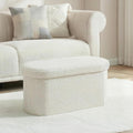 30 Inches Oval Ottoman with Storage, Boucle Sherpa Storage Ottoman Bench, Folding Foot Rest Chest for Bedroom Living Room