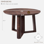OKD 47" Dining Table for 4-6, Round Dining Room Table with Triangular Structure Pedestal Stable Base, Curved Table Edge, Circle Kitchen Tables for Dining Room, Kitchen, Dark Walnut