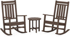 POLYWOOD Estate 3-Piece Rocking Chair Set, Outdoor Porch Rockers, Fade-Proof HDPE, Classic Front Porch Furniture for Patio, Deck, Garden, Mahogany
