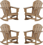 WO Home Furniture Patio Rocking Chair Set of 4 PCS Classic Outdoor HDPE UV Weather Resistant (Weathered Wood)