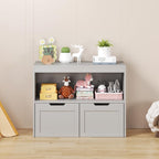 Kids Furniture Set for Bedroom Toddler Table and Chair Desk Toy Box | Durable MDF storage with 2 drawers and open shelves. Safe rounded edges, anti-tip device, and hidden wheels. Perfect for
