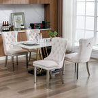 ODUSE-DAILY Velvet Dining Chairs Set of 8, Kitchen & Dining Room Chairs Set of 8, Tufted Dining Chairs, Velvet Upholstered, Chrome Metal Legs (Beige, 8Pcs)