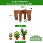 Plant Stands Indoor Outdoor, Plant Risers for Inside Pots Sturdy Short Plants Holder, Flower Pot Stand for Indoor Plants, Small Single Floor Plant Bamboo Display Stand (Brown 12“ (2 pack))
