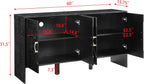 LKTART 60" Black Sideboard Buffet Cabinet,Modern Accent Credenza Storage Cabinet with 4 Doors,Media Console Table for Living Room Entryway