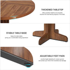 Garvee 47 Inch Round Dining Table for 4, Farmhouse Kitchen Dining Room Circle Dinner Table, Kitchen Dining Room Furniture, Walnut (Table Only)