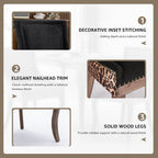Leopard Upholstered Dining Chairs Set of 6, Animal Print Fabric Kitchen & Dining Room Chairs with Nailhead Trim, Black Leopard Pattern High Back Kitchen Chairs, Solid Wood Legs, Sillas de Comedor