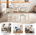 SoarFlash Dining Chairs, Beige Boucle Dining Chairs Set of 6, Kitchen Dining Room Chairs Curved Backrest Upholstered Mid Century Chair with Golden Metal Legs
