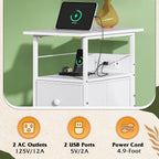WLIVE Nightstand Set of 2 with Charging Station, End Table Sets with LED Lights, 2 Fabric Drawers and Open Shelf, Bed Side Tables Living Room, Small Space, Night Stand for Bedroom，White