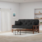 Stanford Futon Set - Full Size, Frame, 8" Mattress, Twill Black Cover