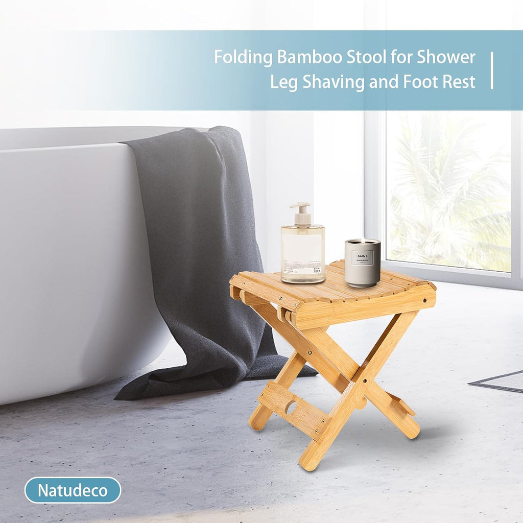 Foldable Bamboo Stoo l Outdoor Camping Stoo l Fishing Chair Stoo l Bamboo Step Stoo l Wood Stoo l Folding Wood Chair for Living Room Bathroom Bedroom Garden Study Balcony