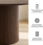 Comfy to go 40 inch Round Dining Table, Pedestal Dining Table with Concrete Core, Thick & Reinforced, Supports up to 300 lbs, Solid Wood Strips, Seats 4 People – Walnut