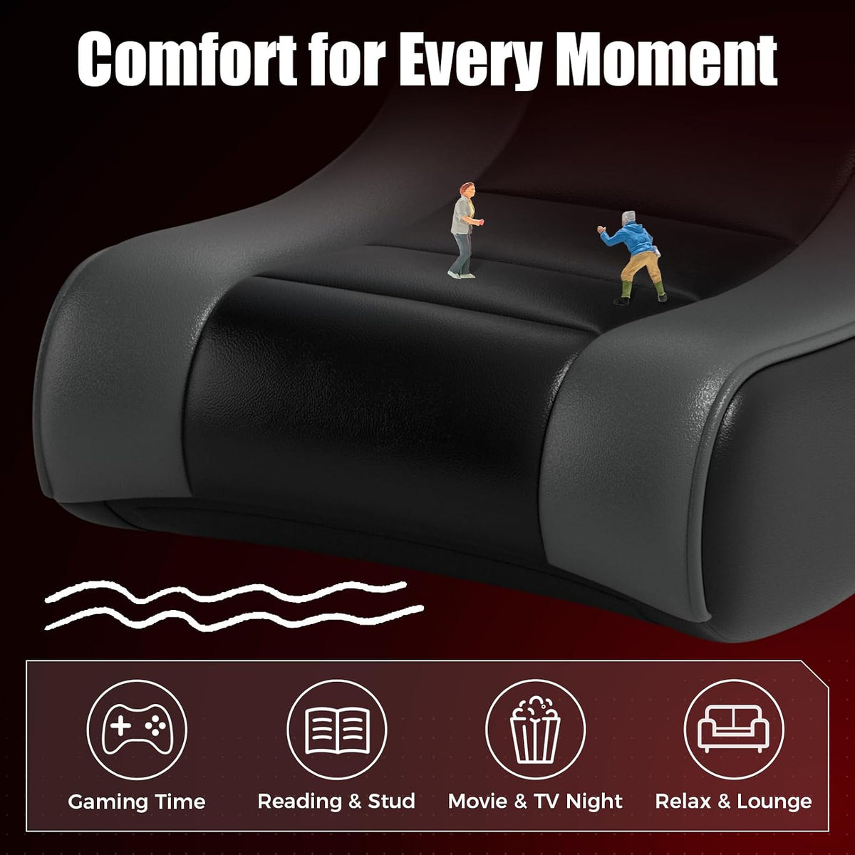 GTPLAYER Floor Rocker Gaming Chair – Adjustable Angle Limiter, Ultra Lightweight Ergonomic Floor Rocking Game Seat for Gaming and Lounging, Black