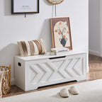 47.2” Storage Bench,Extra Large Wooden Storage Chest with 2 Safety Hinges,entryway Bench,Blanket Storage,Shoe Storage Bench for Entryway,Bedroom,Living Room,Easy Assembly. (White)