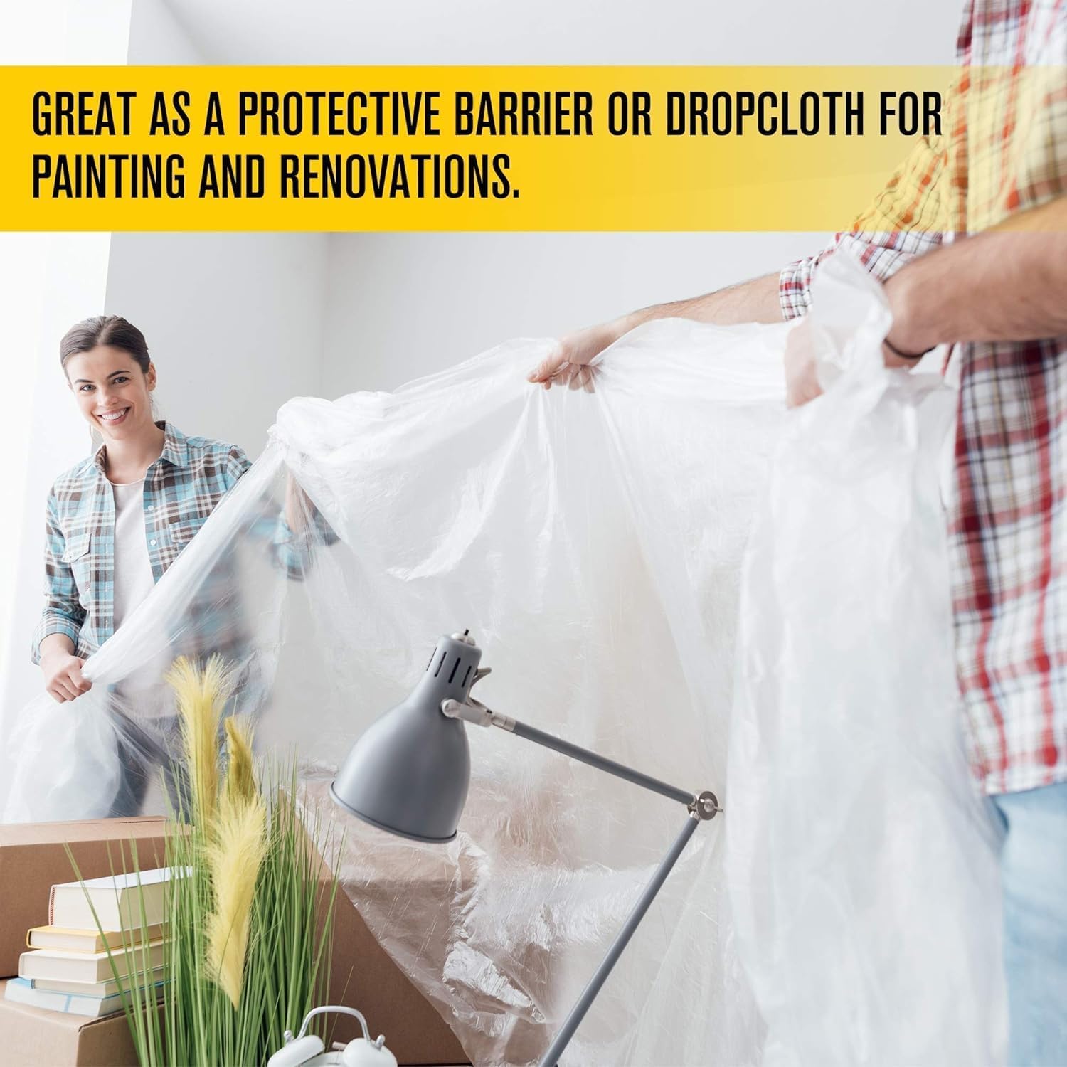 Aluf Plastics Plastic Sheeting - 20' x 100', 6 MIL Heavy Duty Gauge - Clear Vapor and Moisture Barrier Sheet Tarp/Drop Cloth for Painting & Furniture (1 Pallet of 25 Pack)