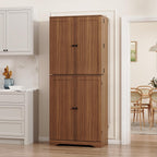Furnify 72" Tall Kitchen Pantry, Farmhouse Pantry Storage Cabinet with Doors Organizer, Freestanding Cupboard with Adjustable Shelves, Rustic Buffet Cabinet for Kitchen, Dining Room, Bathroom, Walnut