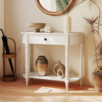 Giantex 2-Tier Narrow Console Table, 36" White Entryway Table with Storage Drawer & Elegant Legs, Wooden Sofa Table with Open Shelf for Living Room, Foyer, Hallway, Bedroom, Entrance
