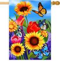 large Garden Flag 28x40 Double Sided sunflower flag, monarch Butterfly Floral Flower Welcome Garden Yard House Flags Outside Outdoor House sunflower Spring Summer Décor