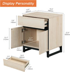 WAMPAT 2 Pack Nightstand with 1 Drawer and 1 Storage Cabinet, Modern Bedside Table with 2 Open Door for Bedroom, Wood Rustic Side End Table for Living Room, Light Oak