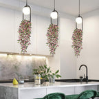 DILATATA Fake Hanging Plants Artificial Hanging Plants 22" Faux Wandering Jew Hanging Leaves Plant for Wall Shelf Home Indoor Outdoor Decor - 5 Pack